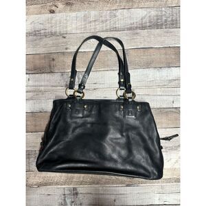 Vintage 90s y2k Ellen Tracy Black Cow Hide Leather Shoulder Bag
